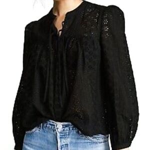 NWT Madewell Eyelet Double Tie Peasant Top